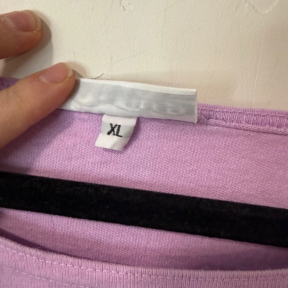 Bryn Walker Purple Cotton Long Sleeve Scoop Neck Boxy Top XL Natural Fiber - Picture 4 of 9